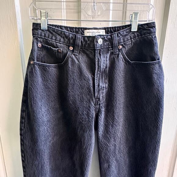 Abercrombie & Fitch Curve Love The Loose High Rise Jeans Black Long - Picture 3 of 8